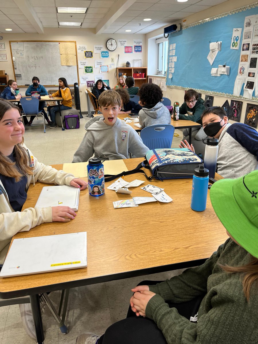 CFStweets's tweet image. Sixth-grade students work in groups to prepare arguments. They are collecting facts and working to think of Pros and Cons.

#cambridgefriendsschool #quakereducation #cfsgrams #cfsmiddleschool #cfssixthgrade