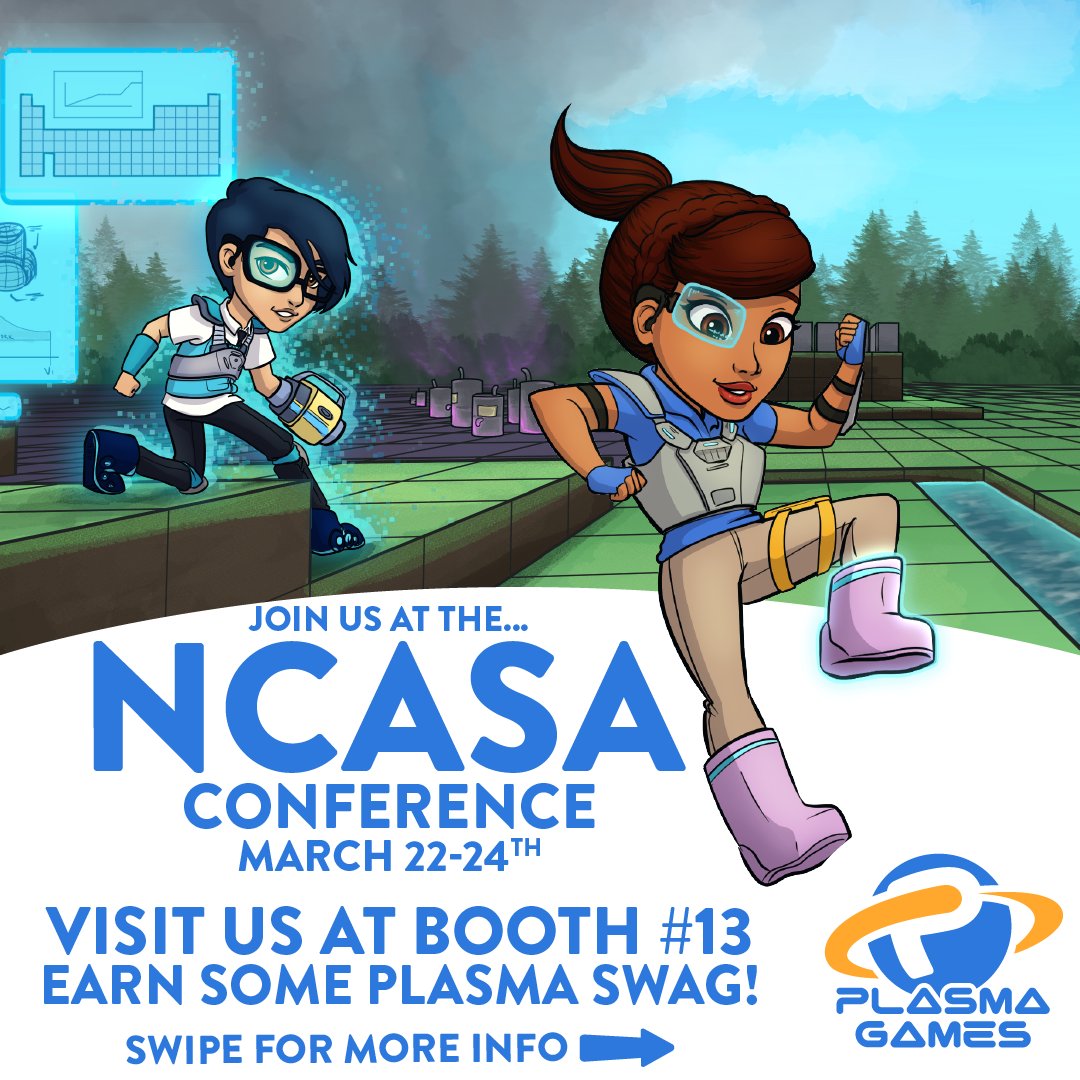 playplasmagames's tweet photo. Stop by booth 13 at NCASA to learn how Plasma Games can help you bring innovation to your district that will impact your students' lives! @NCASAtweets #innovate #stemeducation #ScienceTeachers https://t.co/cr4NbS6sT9