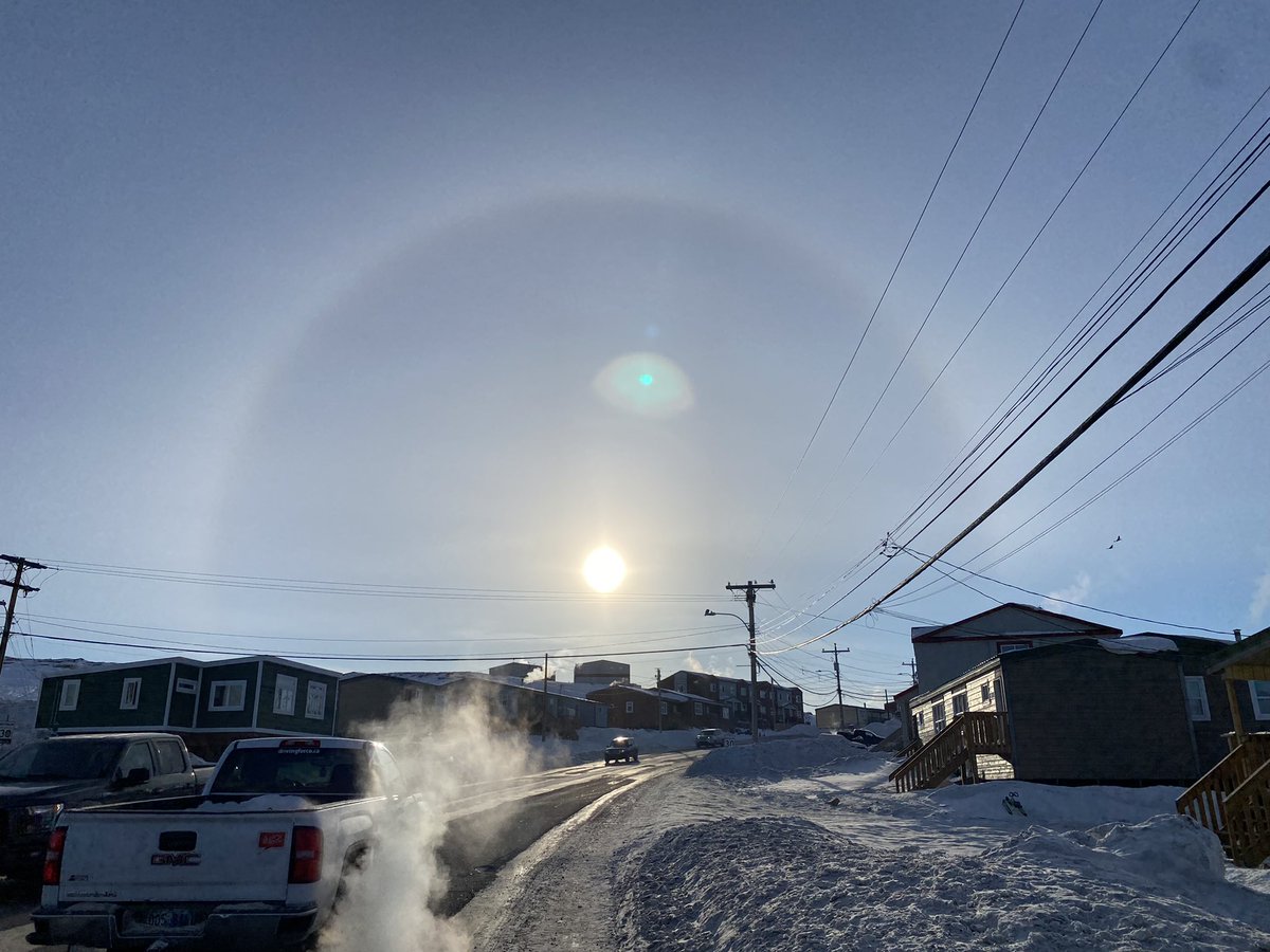 enowdluk's tweet photo. Good morning from Iqaluit, #RingAroundTheSun Had a very short walk to work, my colleague pulled over to the side and got a ride ❤️ https://t.co/aOnfDGuGrV