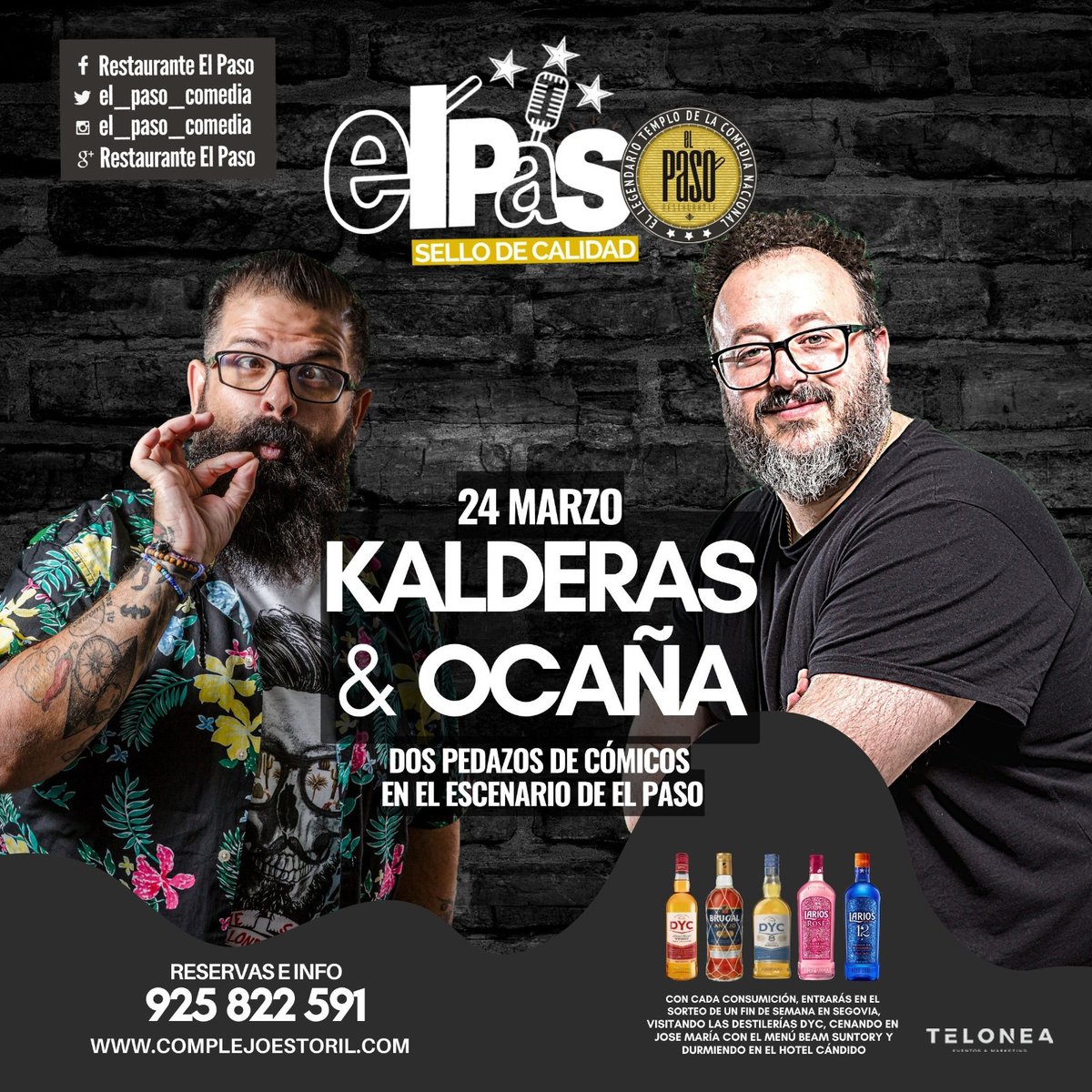 Dos cracks de la comedia juntos en El Paso!!
<a href="/Kalderas_/">ＫＡＬＤＥＲＡＳ</a>  y <a href="/ocanantonio/">Antonio Ocaña</a> vienen a darlo todo este Viernes 24 de Marzo.
Reservas e info al 925 822 591 o en 
complejoestoril.com/eventos/kalder…
No dejes pasar la oportunidad