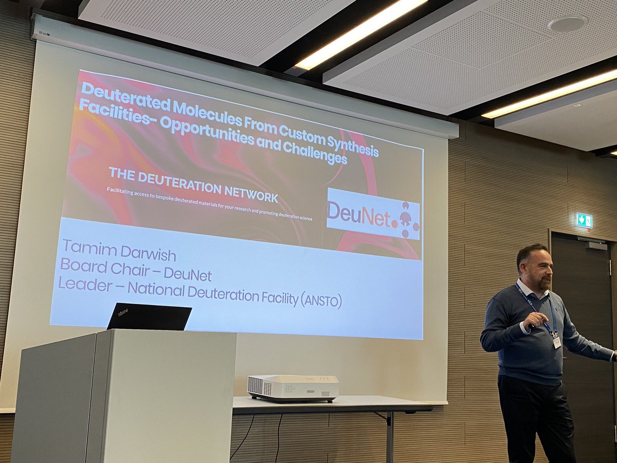 deuteration's tweet photo. ➡️ DeuNet Micro Symposium at #ECNS2023 starting off with talk by #DeuNet Board Chair & @ANSTO National Deuteration Facility Leader @DarwishTamim
#deuterateyourscience https://t.co/Pko7J5PeLO