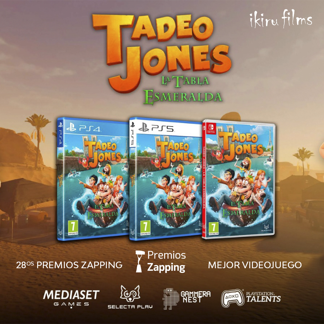 El videojuego TADEO JONES: LA TABLA ESMERALDA (<a href="/GammeraNest/">Gammera Nest</a>) ha ganado el #PremioZapping a VIDEOJUEGO DE PRODUCCIÓN PROPIA.
.
La 28ª edición de los Premios Zapping se celebró el 17 de marzo, en <a href="/CaixaForum/">CaixaForum</a> Barcelona.
.
#IkiruFilms <a href="/MediasetGames/">Mediaset Games</a> <a href="/SelectaPlay/">Selecta Play</a> <a href="/PSTalents/">PlayStation Talents</a>