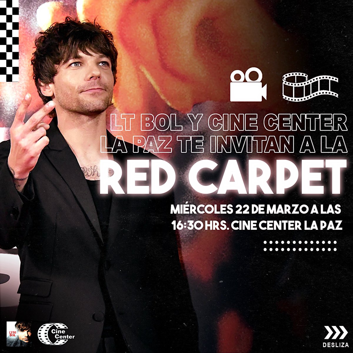LouisT91Bolivia's tweet photo. LOUIES DE LA PAZ !

¡Es hoy! Por fin llegó el día de la Premier y queríamos recordarles la invitación a disfrutar de la alfombra roja, y otras actividades que organizamos con Cine Center LPZ! Asegúrense de llegar temprano 🫶 https://t.co/C3ymCE4U0a