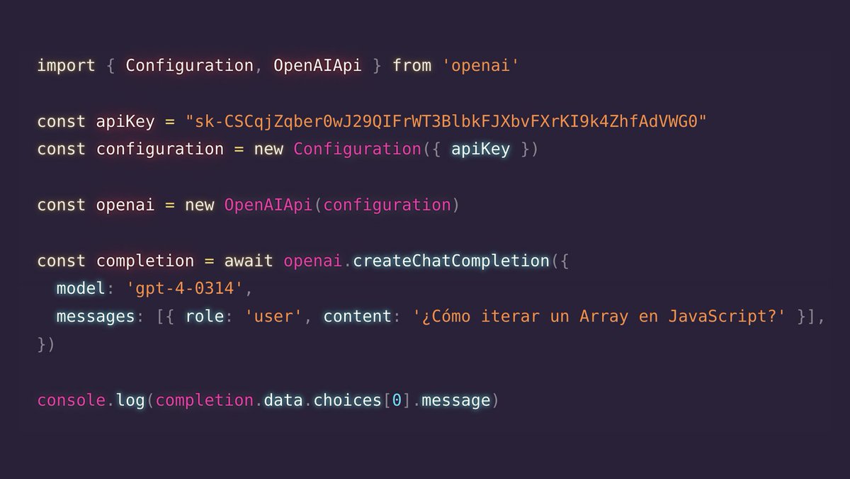 Cómo utilizar la API de GPT-4 en JavaScript en 8 líneas de código: