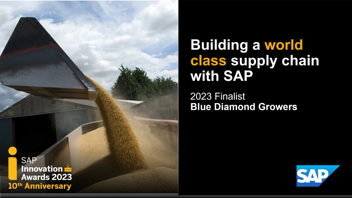 jbrownscm's tweet photo. As the world's largest almond cooperative, #SAPInnovation Awards 2023 finalist, Blue Diamond Growers was able to navigate supply chain disruptions and save up to $1M in logistics cost and increase order fill rates to 99%. https://t.co/AKFWcMhjJc https://t.co/MsURkkgw3f
