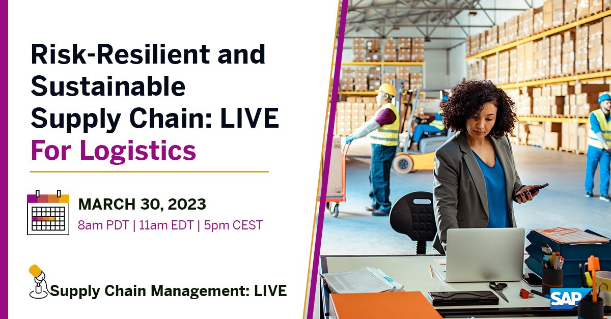 jbrownscm's tweet photo. Logistics: How can it be a driver of #sustainability &amp; resilience? Join us LIVE as our @howellsrichard &amp; Till Dengel explore the power of connected data, key technologies &amp; much more. 
Details: https://t.co/AyRoEZiFSj https://t.co/bVwdKA00Kl