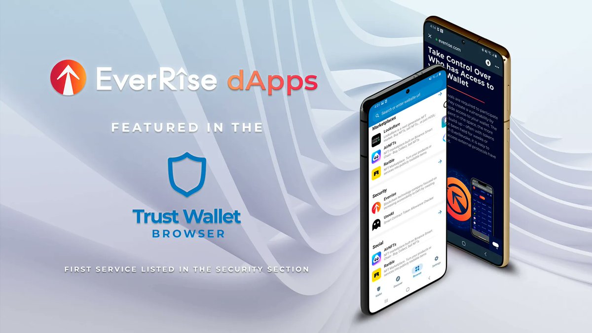 🎉 We're very happy to share that the #EverRise dApps have been listed on the <a href="/TrustWallet/">Trust Wallet</a> dApp gallery, under the #Security section.

Thank you #TrustWallet for giving your users easy access to our security solutions! 🤝
