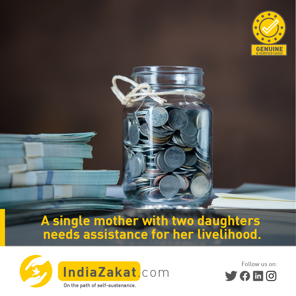 Sister Abitha is a poor mother of 2 daughters &amp; doing housework as a maid &amp; getting minimum money. It's not sufficient so she decided to sell cloth at home. Kindly help her out to buy clothes &amp; sell them door to door to earn for the family.
Donate today at indiazakat.com/campaign/11735