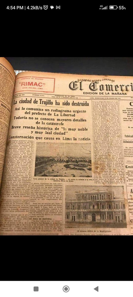 #SienteTrujillo: Cuando nuestra ciudad fue destruida. El 14 de marzo de 1925 el fenómeno El Niño causó un huaico que cruzó por la Plaza de Armas de Trujillo, conforme informó el diario El Comercio. Han pasado 98 años ¿Qué hemos aprendido?