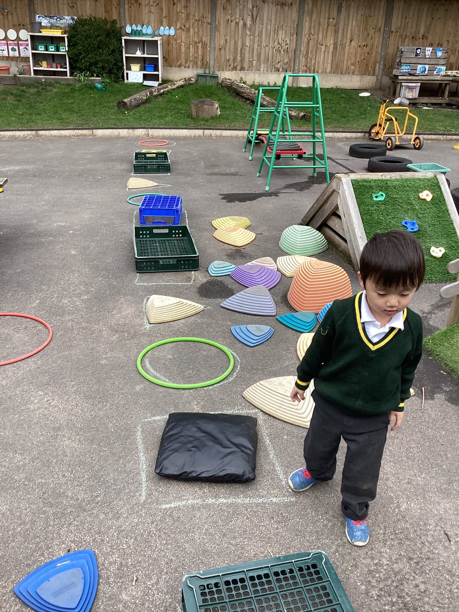 Our clever shape spotters managed to fill in the chalk shapes with real objects. Great observation skills!