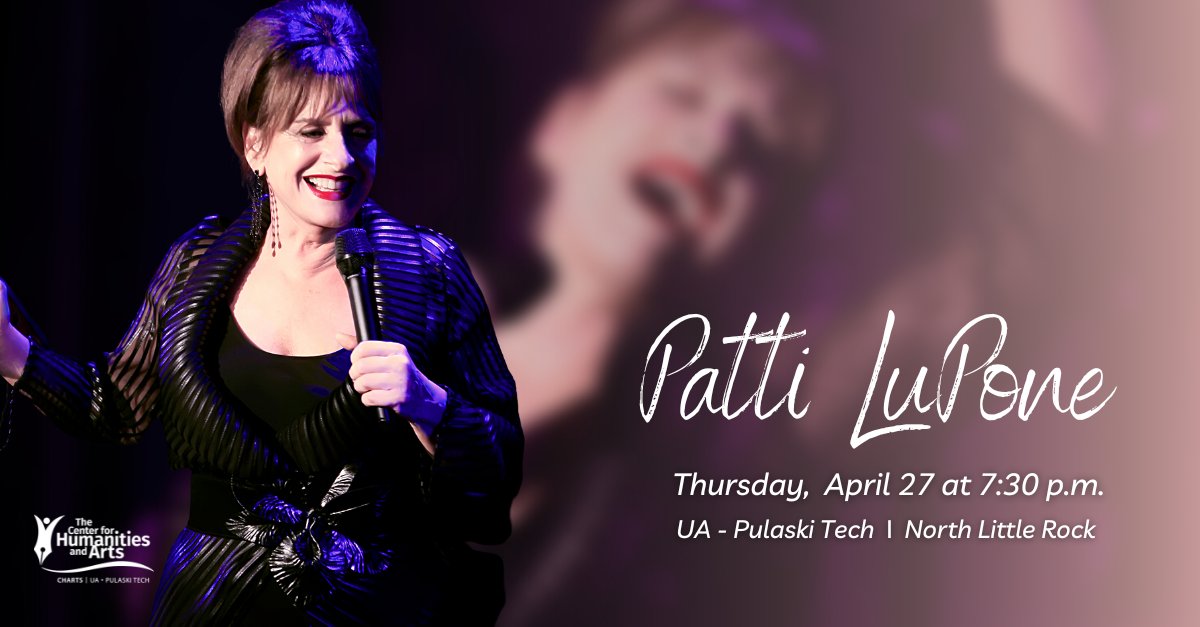 CHARTSUAPTC's tweet photo. Patti LuPone will take the CHARTS stage on Thursday, April 27, at 7:30 p.m. GET YOUR TICKETS NOW!

Tickets can be purchased at https://t.co/XlTCuM34AD or by calling the Box Office at 501-812-2831. https://t.co/NZKABpXQy7