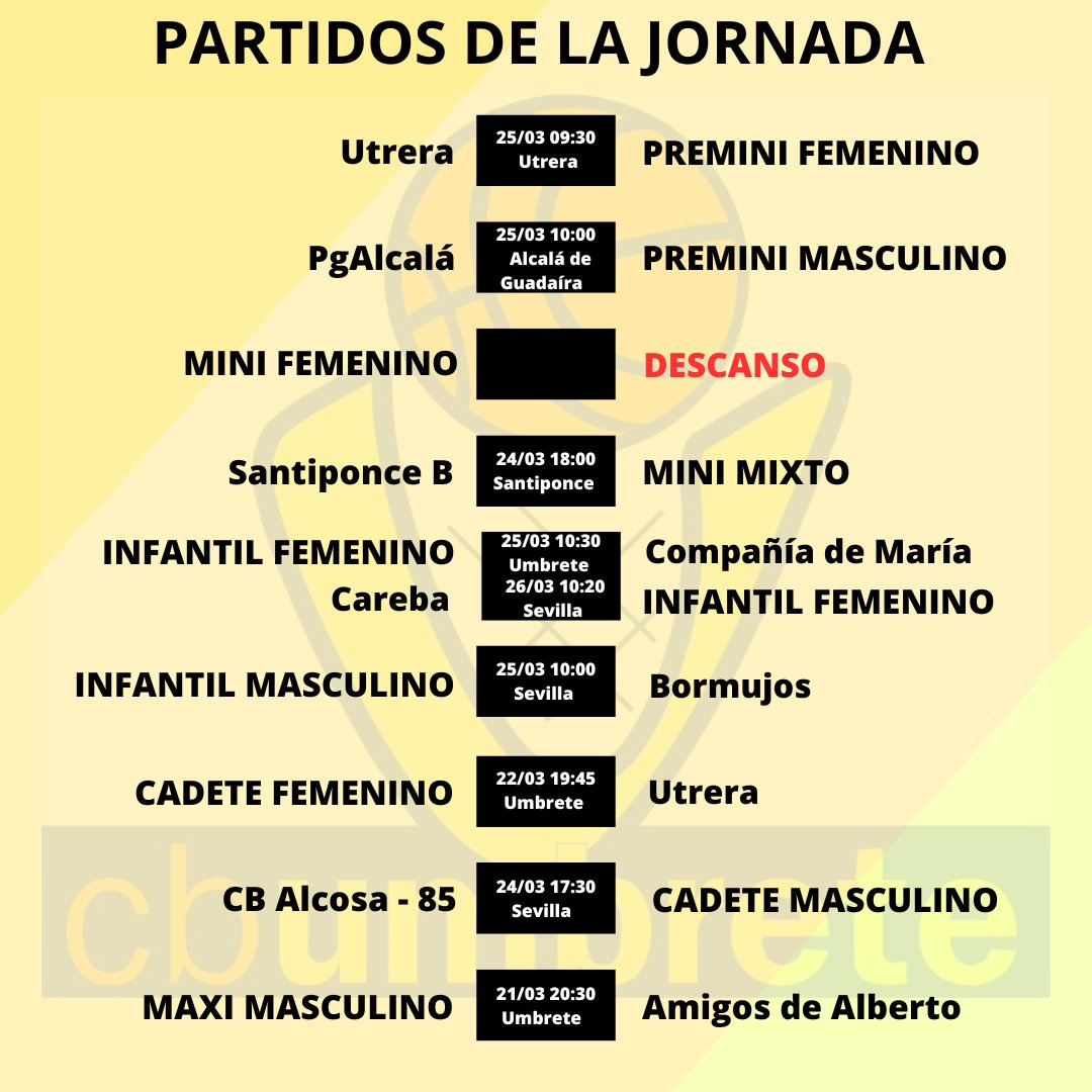 cb_umbrete's tweet photo. Partidos de la jornada 🏀 https://t.co/XYsKmNHJ3m