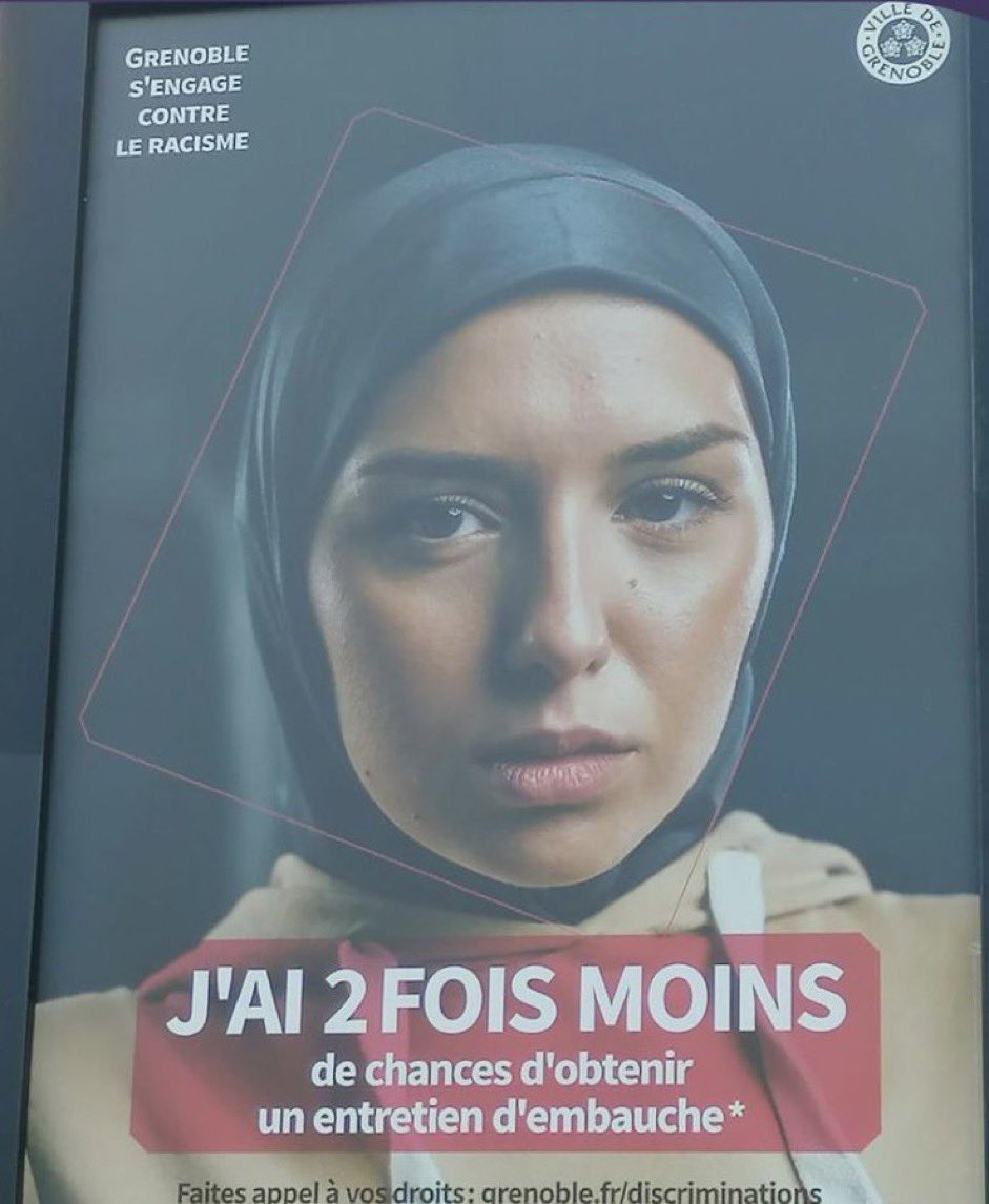 alors que les Iraniennes se battent au prix de leur vie contre ce voile #MashaAmini, la mairie de #Grenoble fait une campagne laissant penser que la France serait un pays opprimant les femmes portant le voile <a href="/AlinejadMasih/">Masih Alinejad 🏳️</a> Une nouvelle trahison des élites occidentales
