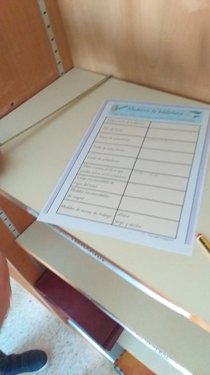 CSanctispiritus's tweet photo. Seguimos preparando nuestra nueva #biblioteca.  Hoy tomamos medidas, vemos donde podremos colocar cada libro según su tamaño o donde queremos colocar césped artificial. #VolamosJuntos @unpuntocurioso #CeipSanctiSpiritus https://t.co/ByVEu5H3ZR