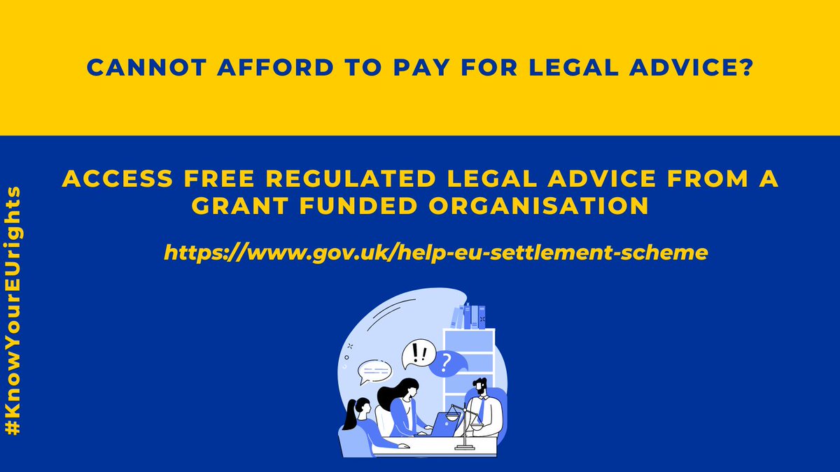 EUdelegationUK's tweet photo. ❓ If you have questions about your EU Settlement Scheme application, legal advice is available.
Before you pay for legal advice, it is a good idea to speak to more than 1 immigration company to check what assistance they can provide & the costs for that help. #checkbeforeyoupay https://t.co/Y8nG2IKu6B