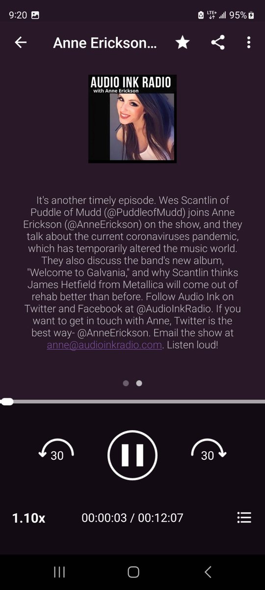 (03/24/20)
Anne's guest is 
@WesScantlin 
 of 
@puddleofmudd 

castbox.fm/x/2ZZIK