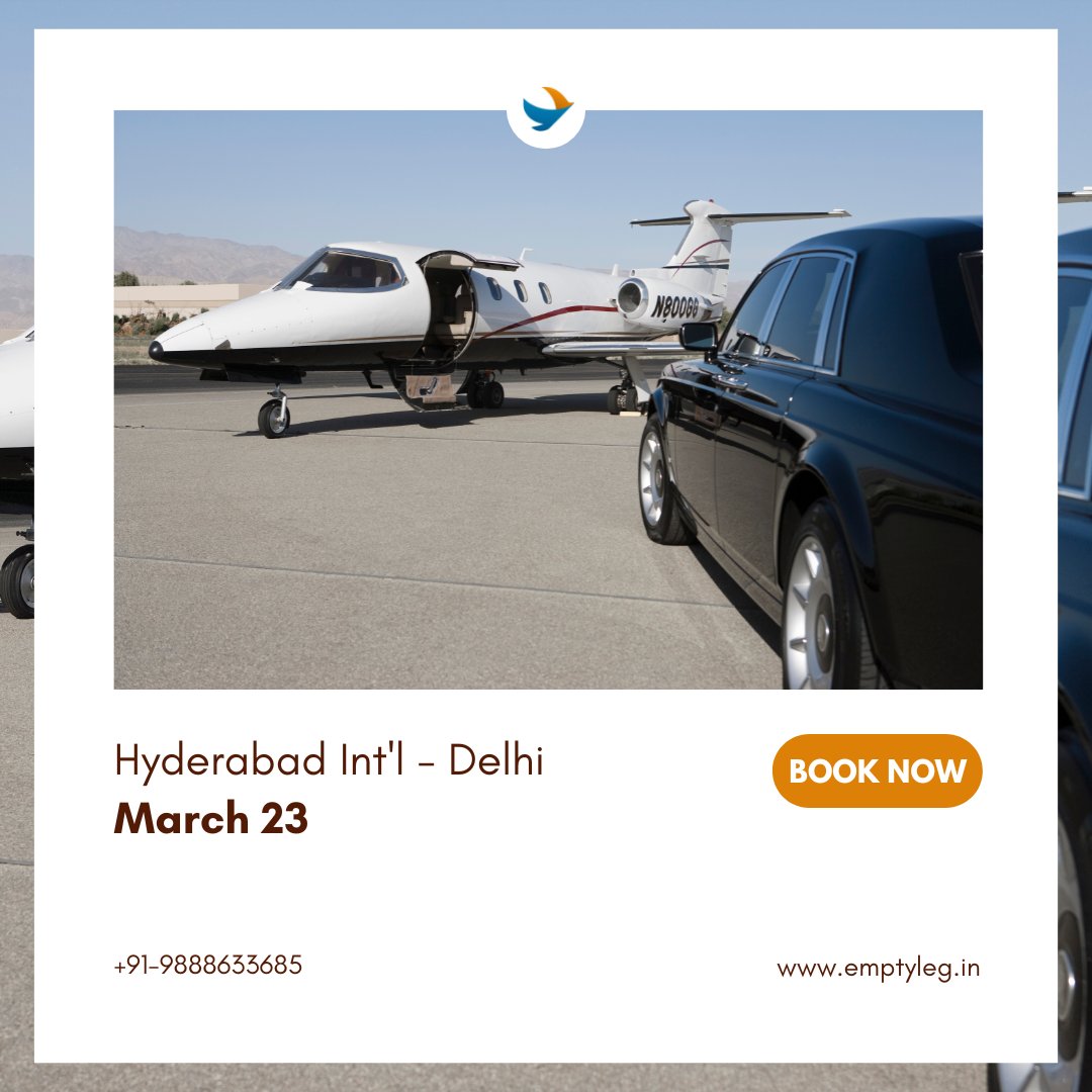 #emptylegupdate for 23rd March. #Delhi to #Mumbai and #Hyderabad to #Delhi available for unbelievable low prices. Contact or DM for best deals. 
#travelgram #privatecharter #privatejet #indianaviation #jetsetgo #flyhigh #luxurytravel #luxurylifestyle #luxurylife #corporatejet