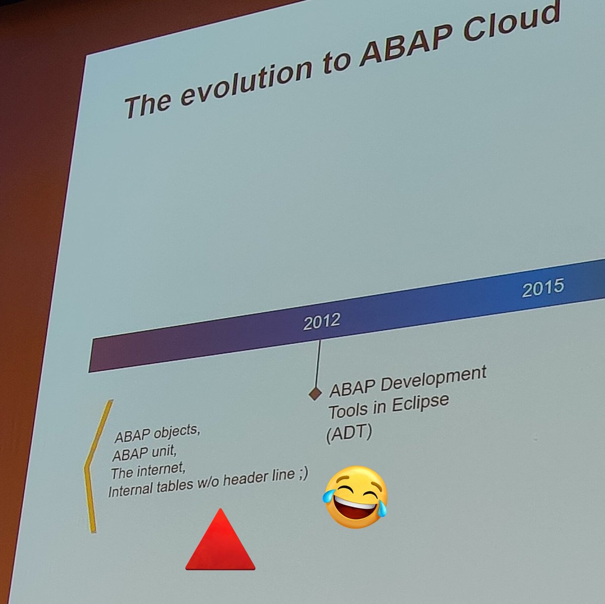 Timo_John's tweet image. 🙂🙂 one by Carine on the slide ... Mentioned #ABAP tables with / without header line #latestShit 1980..

#DSAGTT23