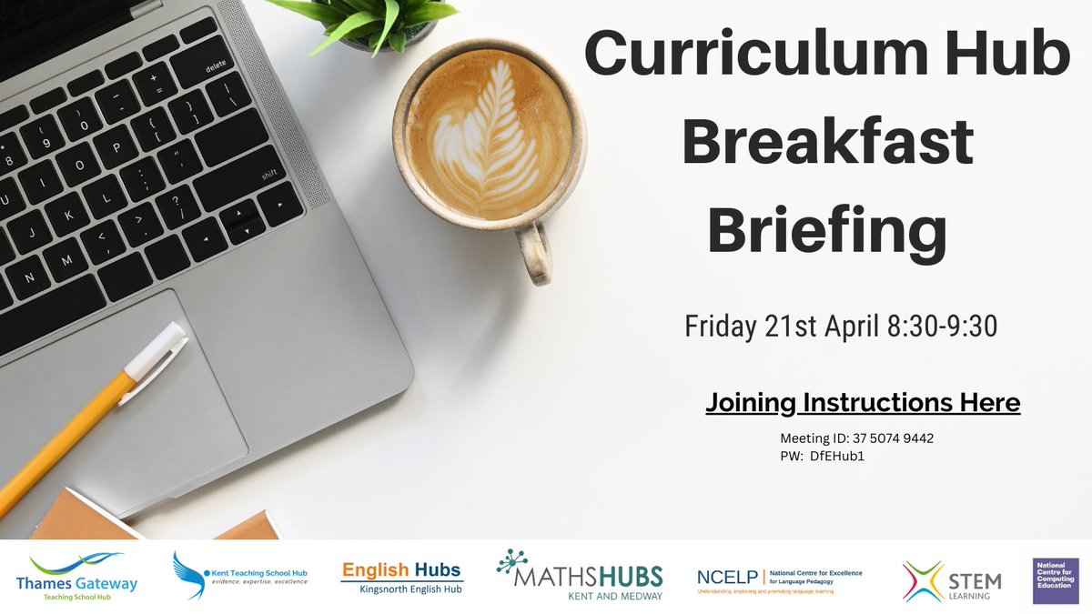Join us for the Curriculum Hubs Headteacher breakfast briefing.  8:30am on Friday 21 April; email enquiries@tgtsh.org.uk for the Zoom logistics.
