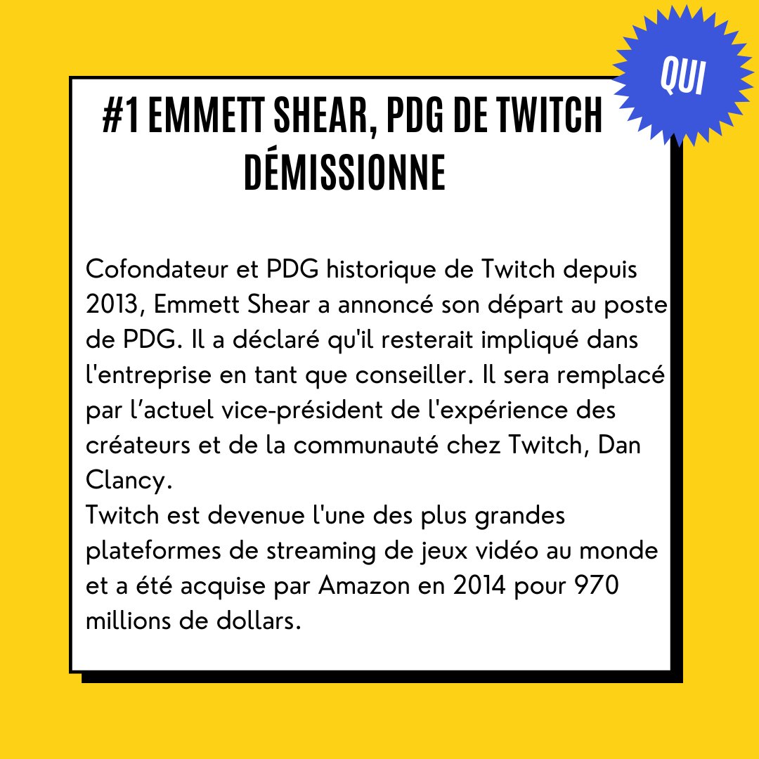 klh_agency's tweet photo. DIGI'PRESS - 13 au 18 mars

🗓 Au programme : 
- Le PDG historique de #Twitch démissionne
- Le gouvernement britannique décide de bannir #TikTok
- #Netflix souhaite créer sa propre plateforme publicitaire
- OpenIA dévoile #GPT-4
- #Microsoft présente son nouveau assistant GPT-4 https://t.co/pQbdFFasJ7