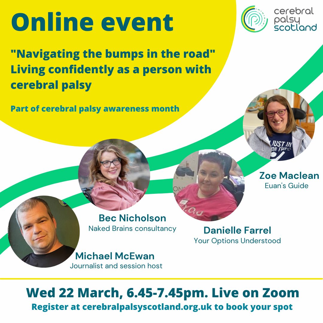 Youroptions1's tweet photo. Tonight as part of Cerebral Palsy Awareness month I will be joining @CpScotland   online event to discuss navigating the challenges of being an adult living with Cerebral Palsy.
I will be part of a panel led by Michael McEwan alongside Rebecca Ann Nicholson and others https://t.co/MXYTl8kWjI