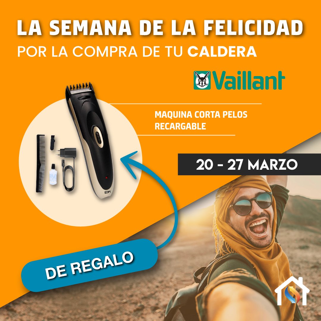 Climahorro's tweet photo. Últimos días para aprovechar la semana de la felicidad de @Vaillant_es 🙌

Por la compra de tu caldera Vaillant, llévate de REGALO una maquinilla de afeitar 🎁

¿A qué esperas? 📲

https://t.co/E9GzROtl5i https://t.co/vDTHAGTxVL