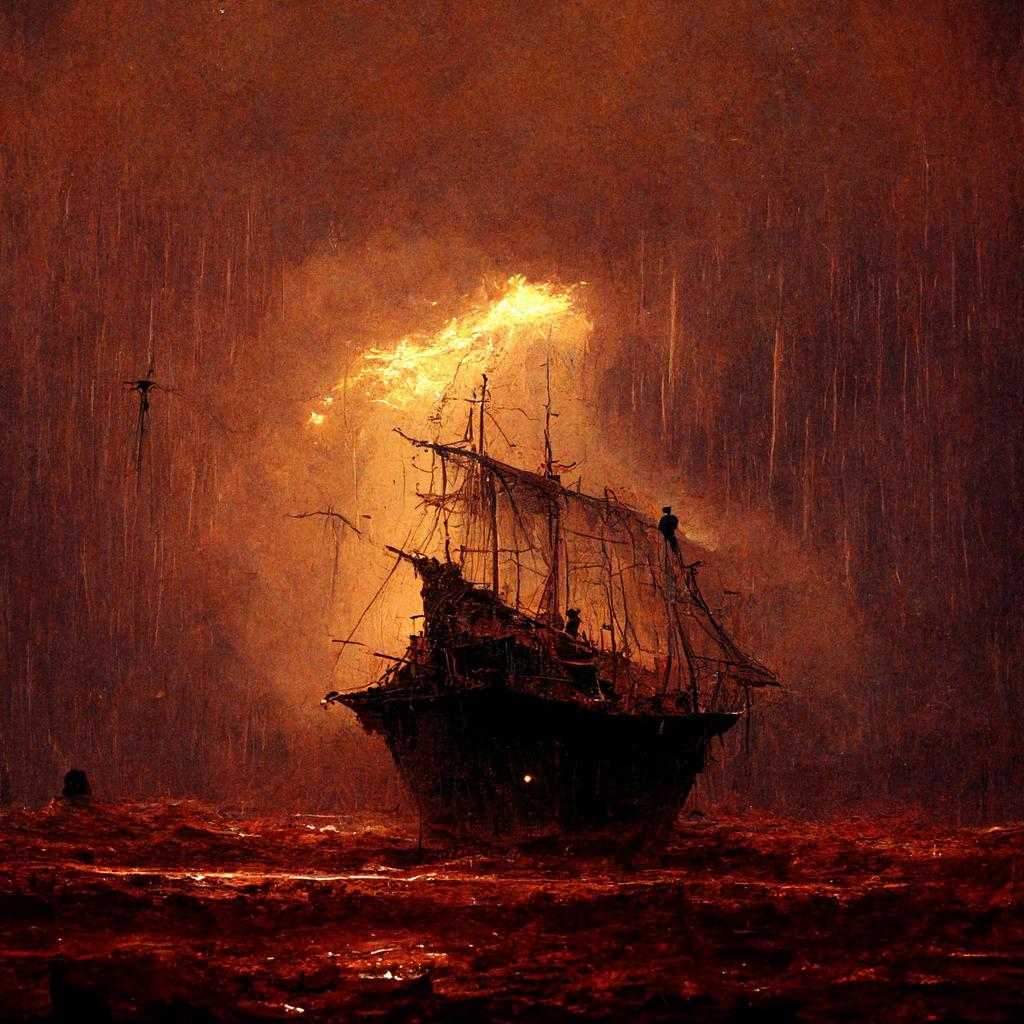 vermisluminium's tweet photo. Suddenly, the crew heard a deep, rumbling laughter coming from the depths of the sea.
#aiart #beksinski #midjourney #lovecraft #horrorart #digitalart #digitalartwork https://t.co/eRVYHmzBUR