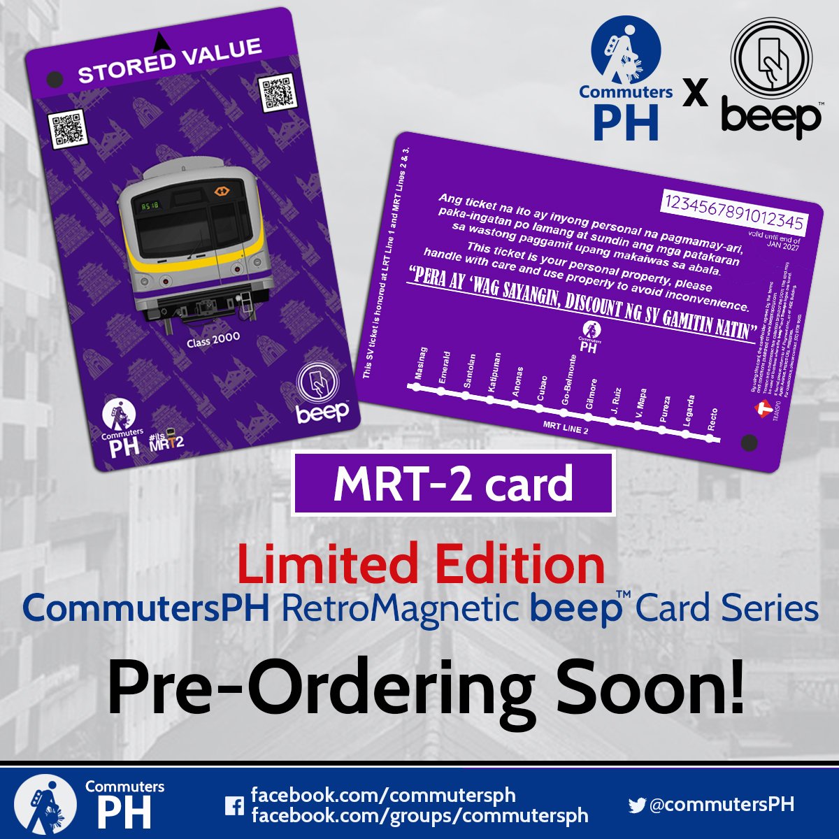 hashtagMRT2's tweet photo. We, in partnership with @beep_card proudly announces the 2nd design of its very own limited edition Retromagnetic beep cards.
Stay tuned on the reveal of the third design and our pre-order links soon!
#CommutersPH #itsMRT2 #beep https://t.co/gnegJ56Rc6