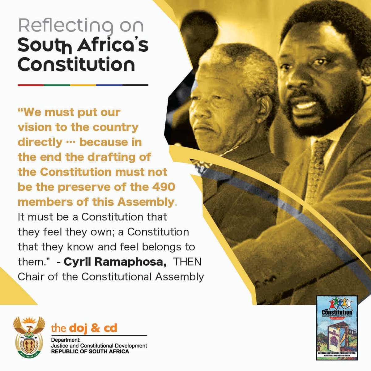 GovernmentZA's tweet photo. President @CyrilRamaphosa 'Our Constitution is the product of long and protracted struggles for freedom, justice, equality, human dignity and a better life for all people... #ConferenceOnTheConstitution https://t.co/TzVizXNxWf