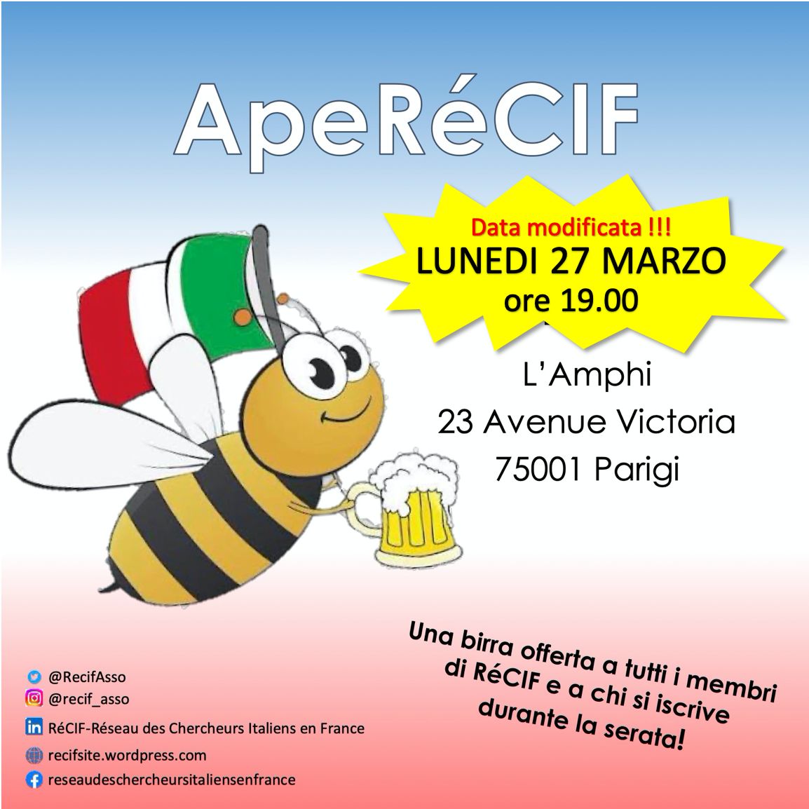 RéCIF - Réseau des Chercheurs Italiens en France tweet media