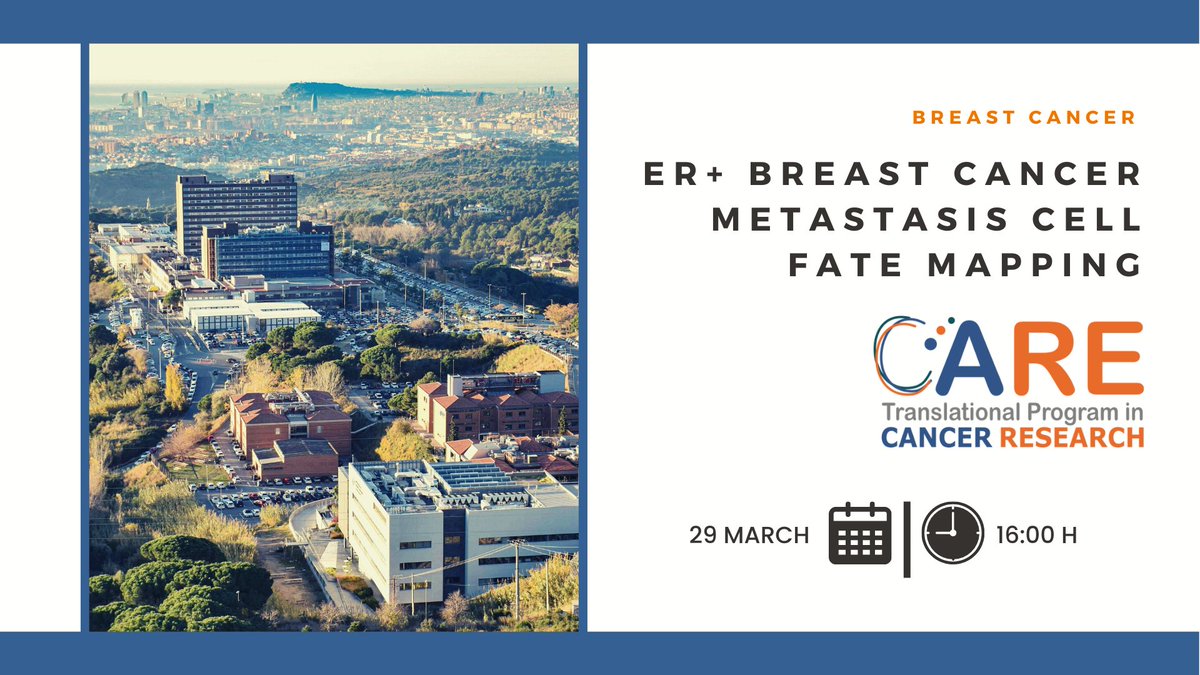 1️⃣ week!

🔶 CARE translational seminars in cancer research
📌 ER+ breast cancer metastasis cell fate mapping
🗣️ Roger Gomis, IRB

🗓️ Wednesday, 29 March | 16.00
📍 Sala Polivalent, IGTP Mar and online
🔗 germanstrias.org/ca/agenda/735/