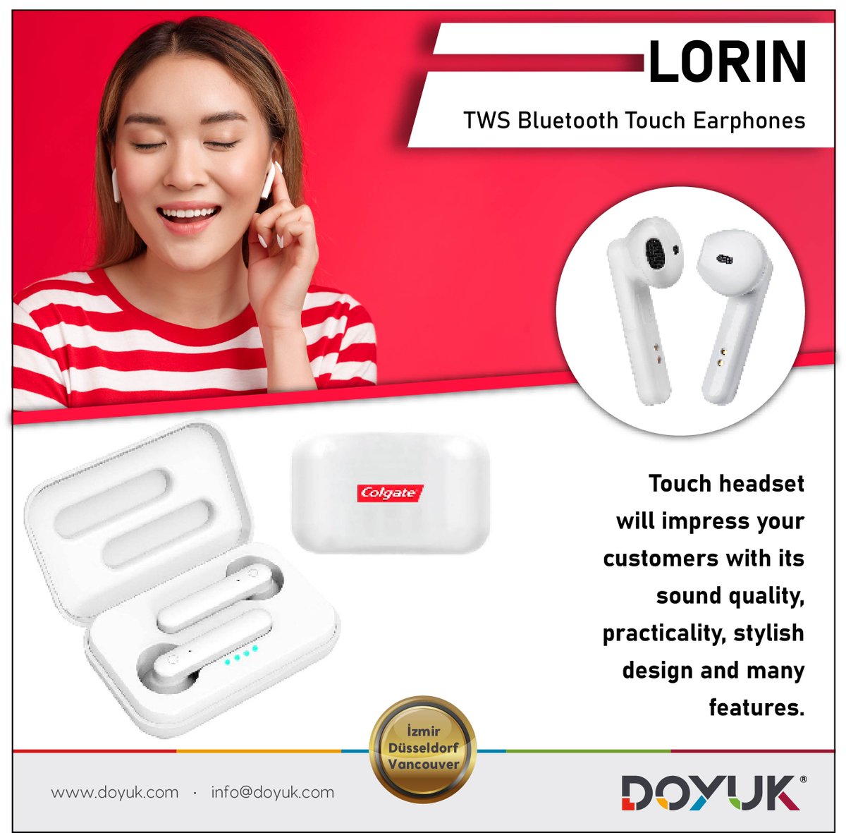 doyukcanada's tweet image. LORIN
TWS Bluetooth Touch Earphones
#multifunction #headset #bluetoothheadset #headphones #USB #promotional #technology #promotionalproducts #promoitems #promotionalgifts #corporategiftitems #logo #doyuk #corporategiveaways #company #promotionalitems 
doyuk.ca/earbuds/blueto…
