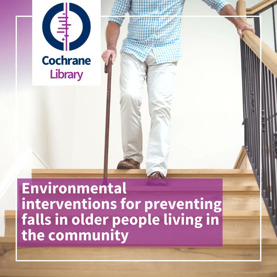 The Cochrane Library (@cochranelibrary) on Twitter photo New <a href="/CochraneBJMT/">Cochrane BJMT Group</a> systematic review: "Measures to eliminate hazards around the home, such as reducing clutter, adding railings to stairs and improving poor lighting, can reduce the risk of falls for older people by around a quarter" buff.ly/3YGyh8O
#fallprevention New <a href="/CochraneBJMT/">Cochrane BJMT Group</a> systematic review: "Measures to eliminate hazards around the home, such as reducing clutter, adding railings to stairs and improving poor lighting, can reduce the risk of falls for older people by around a quarter" buff.ly/3YGyh8O
#fallprevention