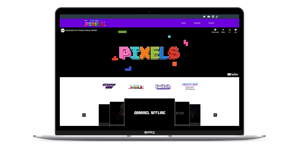 StreamWeasels's tweet photo. Loving the pro website of @ItsOnly_Pixels, using our Ultima Gaming theme and StreamWeasels Twitch Integration plugin! They're making the most of their website channel and keeping their followers engaged. 📈 #WordPress #Twitch https://t.co/RN48rDtDFB
