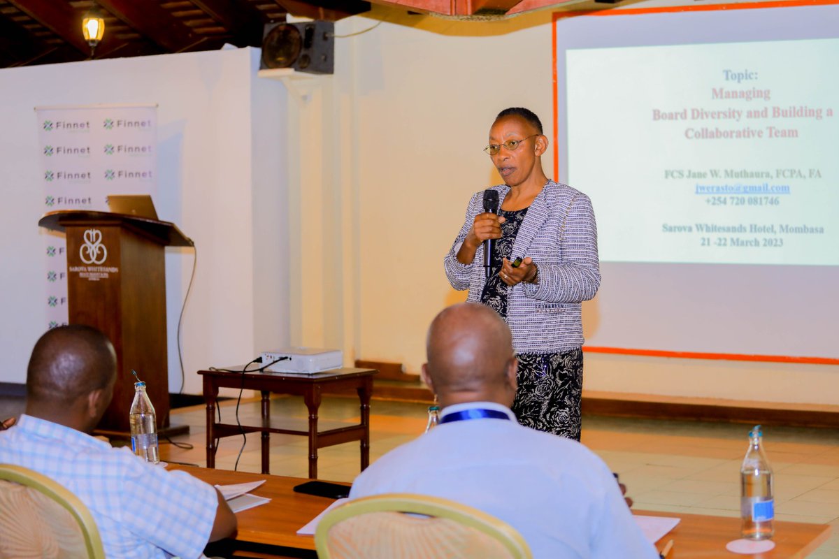 FinnetLtd's tweet image. #BoardRelations #FinnetTRust
Day 3 of the Board Relations Convergence Workshop. This morning, FCS Jane Muthaura the Executive Director, Task house Consultancy Limited took the delagates through; Managing board diversity and building a collaborative team.