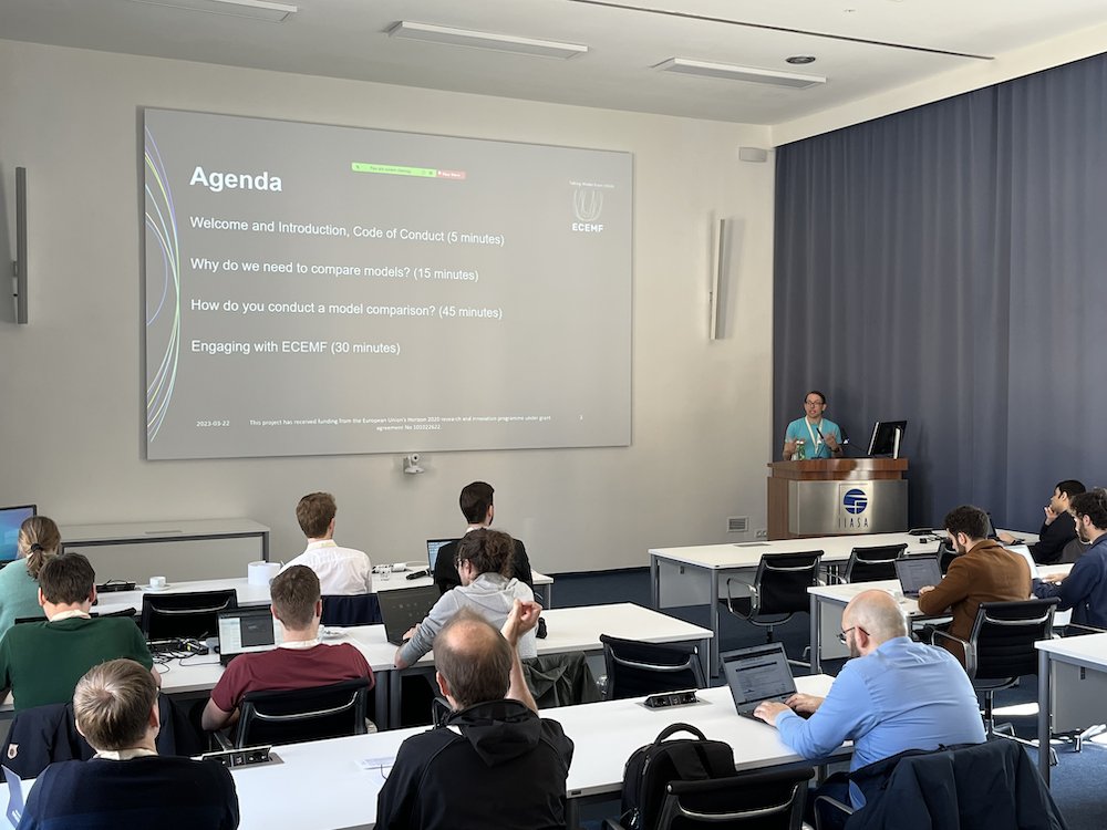 Starting the #CapacityBuilding sessions at the <a href="/openmod/">OpenMod Initiative</a> workshop hosted by <a href="/IIASAVienna/">IIASA</a>...

@willu47 presenting the <a href="/HorizonEU/">Horizon Europe 🇪🇺</a> project <a href="/ECEMF_2020/">European Climate and Energy Modelling Forum</a> - and how to participate in the model comparison &amp; #scenario analysis exercises!

#FreeTheModels for #OpenScience
#openmod2023