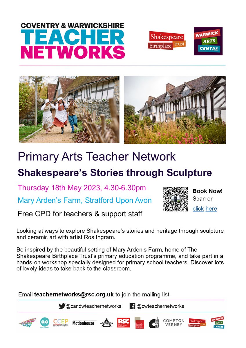 Looking ahead to summer! Next meeting is at the beautiful Mary Arden's Farm. Book your free place here eventbrite.co.uk/e/439630786517 @SBTeducation @warwickarts @ArtsConnectWM @ShoutOutArts @CoventryCEP