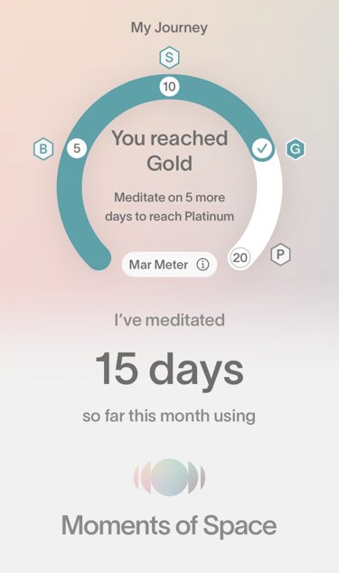 ellaMoSpace's tweet image. Check out my meter stats on the Moments of Space app. Join me and start meditating #MoSMarchMeditation in.momentsofspace.com/Zk0i/mosjourney ⁦@momentsofspace⁩