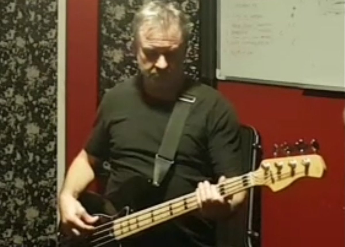 Bassist in #TheEthix, Alan Aitken... he is a massive Jean-Jacque Burnel (#JJBurnel) bassist from #TheStranglers