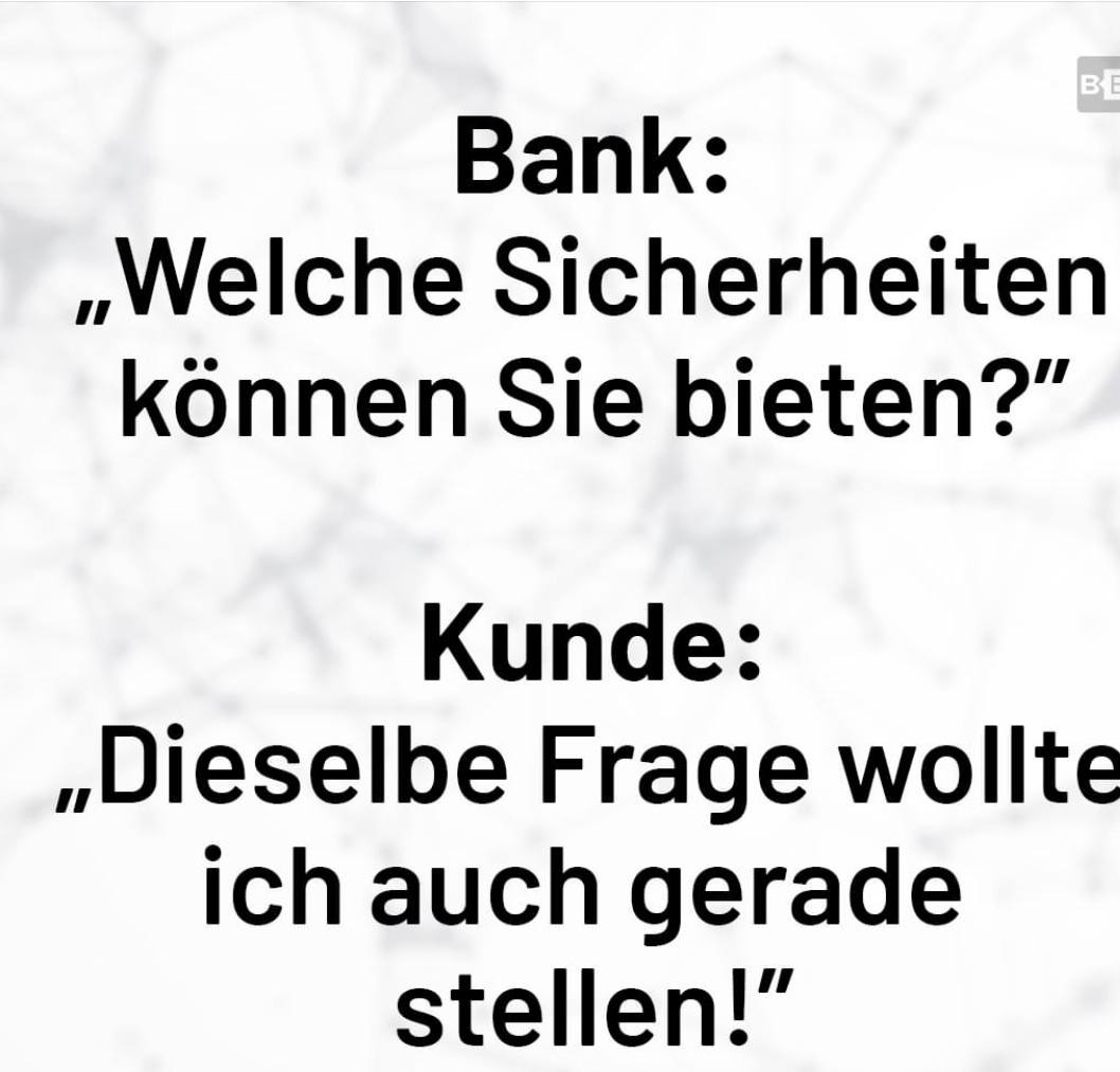 Neulich beim Beratungsgespräch in der Bank

#SVBCollapse #CreditSuisse #SVB #SVBBank #UBS #FirstRepublicBank