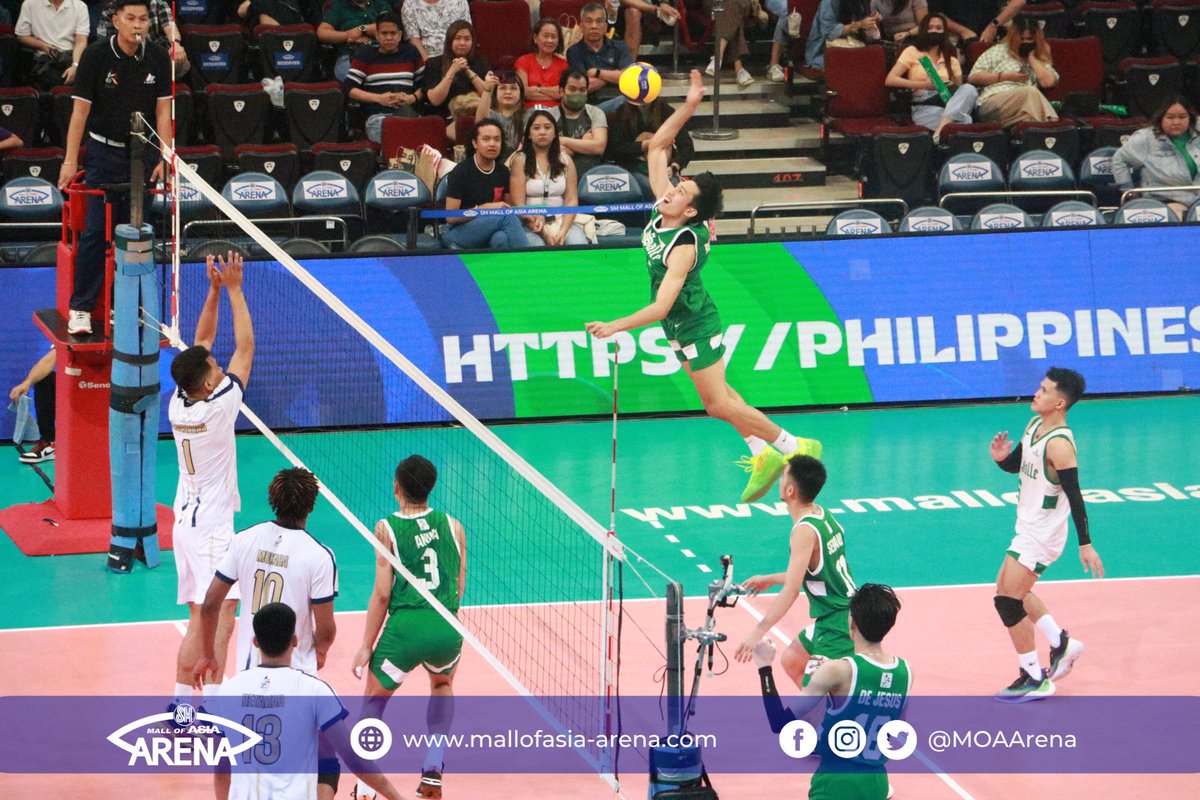 MOAArena's tweet photo. #UAAPSeason85 Men’s Volleyball

FINAL SET SCORE: NU 25 - DLSU 16

#RiseAsOne
#UAAPS85AtMOAArena
#ArenaSafe
#ChangingTheGameElevatingEntertainment https://t.co/1rd6yuueiF