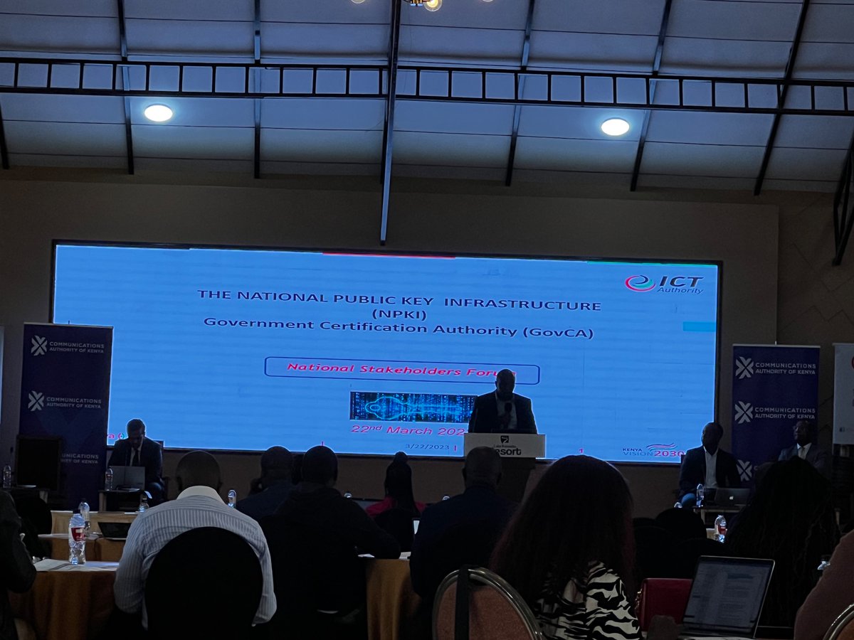 Phillip Irode presents on the GovCA - The Government of Kenya Certification Authority. GovCA part of the National Public Key Infrastructure is run by <a href="/ICTAuthorityKE/">ICT Authority</a> 

^MK