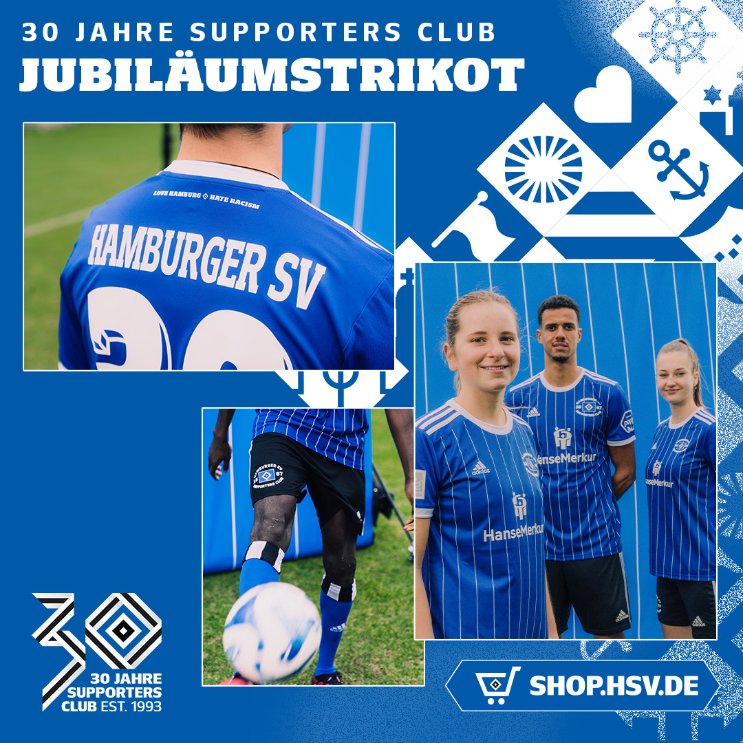 HSV's tweet photo. Mit euch. 💙🤍🖤

#30JahreSupportersClub #unserRückhalt #nurderHSV | @hsv_sc | @adidasfootball https://t.co/Eu6bHqkZ7y