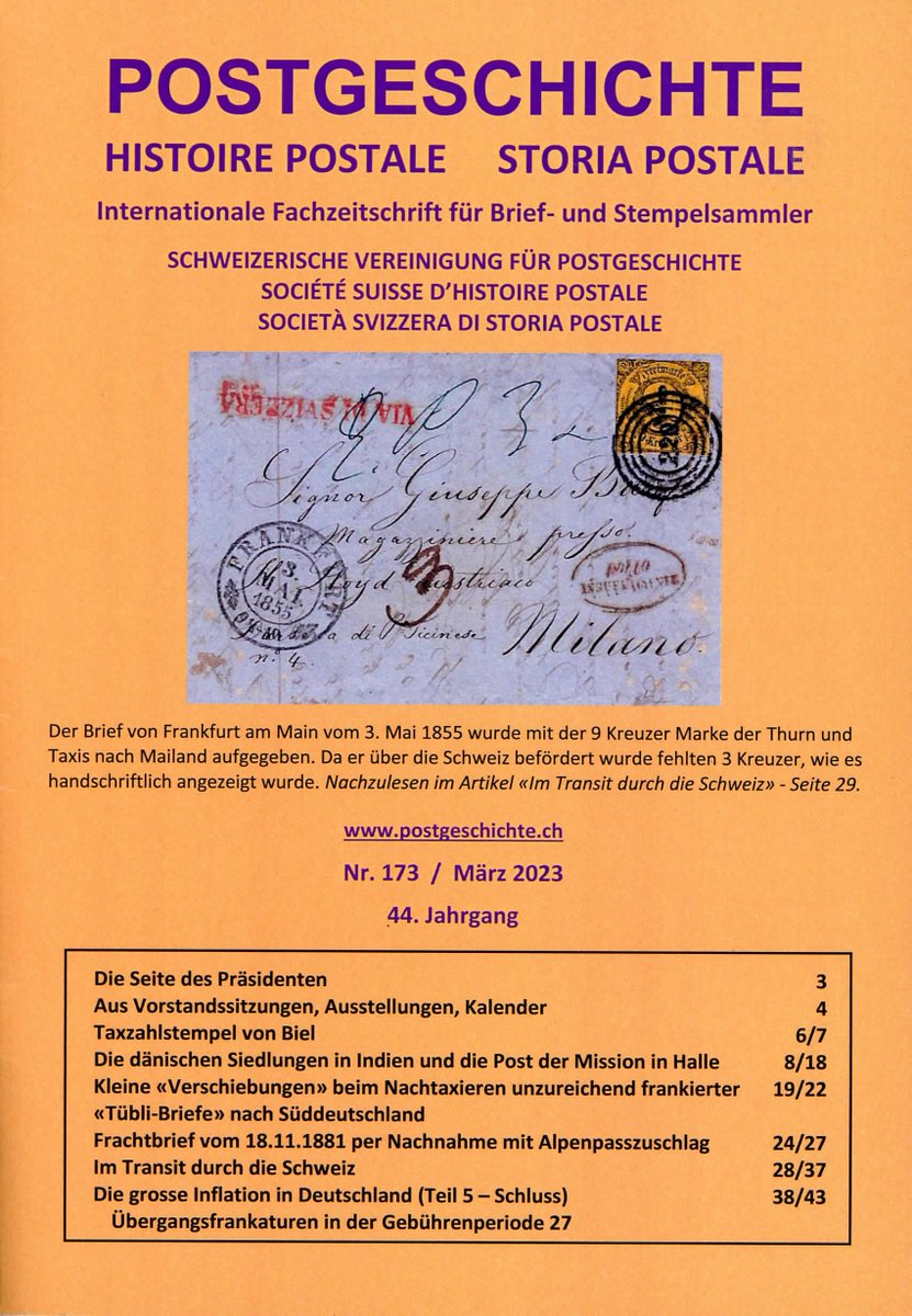 postgeschichte's tweet photo. Die neue Ausgabe Nr. 173 unserer Fachzeitschrift "Postgeschichte" ist erhältlich. 
Die Liste der Journale: https://t.co/WQsSTpLrrd
Ein Abo bestellen: https://t.co/4giMyfHpqi https://t.co/LdO2hOcSMu