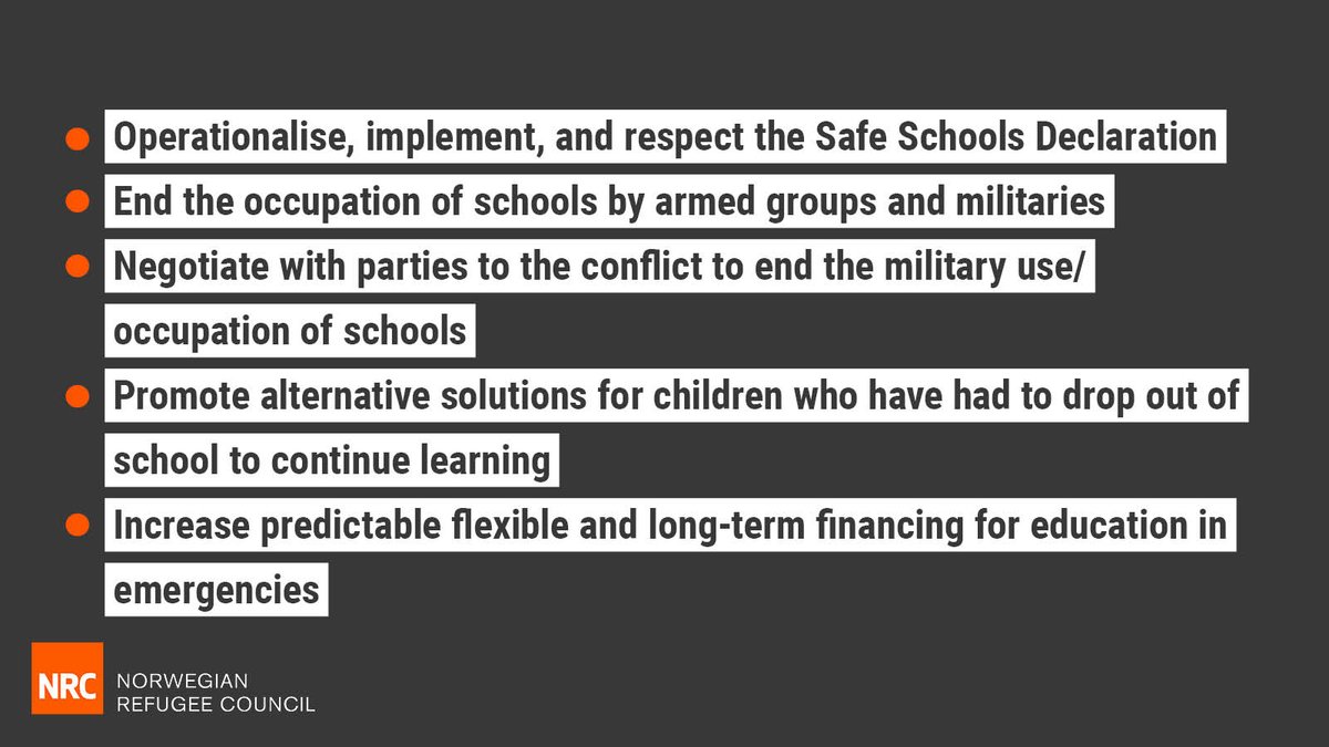 As numbers of children out of school across Central and Western Africa due to insecurity continue to rise, and ahead of the #EiE2023, @NRC_Norway, @EduCannotWait, @UNICEF and @Refugees call for governments, all parties to conflict and the international community to: