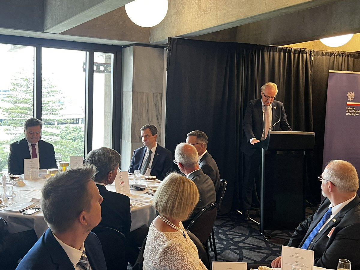 PLinNewZealand's tweet photo. Official luncheon was held today at @NZParliament on the occasion of 50. anniversary of establishing diplomatic relations between 🇵🇱and🇳🇿 @WojciechGerwel @GregOhariu https://t.co/yALb4rG1I2