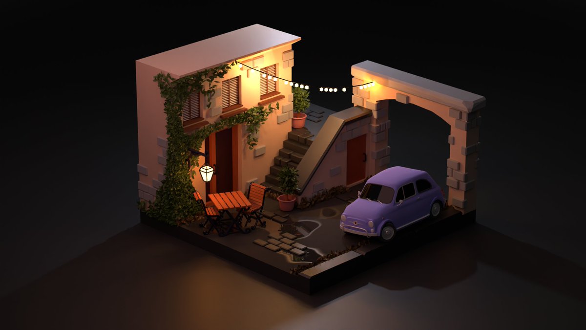 wafflenike's tweet photo. Italian street at night I've made with Staflorn (@Strofy1337) in November!  
https://t.co/5QIGxvJeSG
#Italy #summernight #3d #Blender3d #lowpoly #gamedev https://t.co/NEmScBwmRh