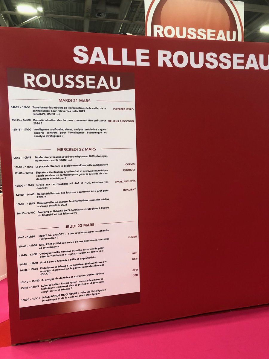Ne manquez pas notre conférence sur "la place de l'IA dans le déploiement d'une veille collaborative" à 11h dans la salle Rousseau ! 🔎
Rejoignez-nous à #DocumationParis pour en savoir plus sur les tendances de la veille en entreprise. #IA #VeilleCollaborative
