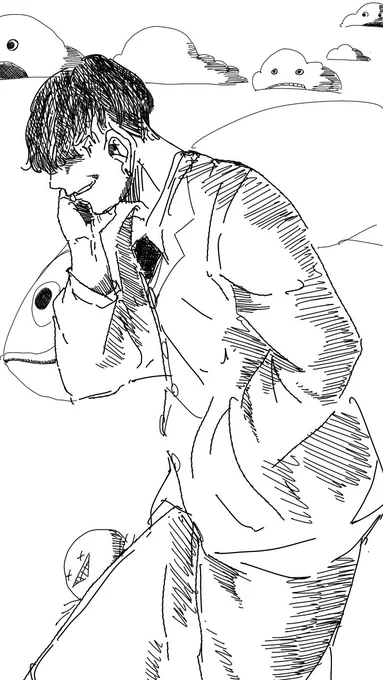 友達が描いた🌾津さん、かっけ〜 