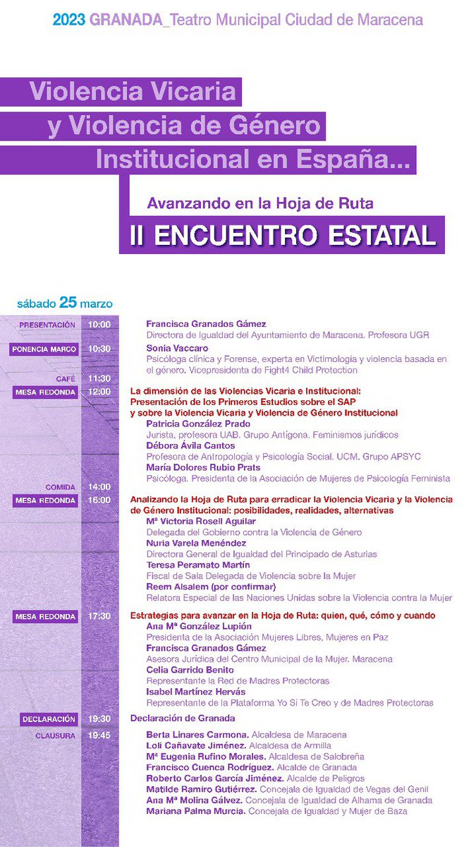 encuentrovvvi's tweet photo. #IIEncuentrovvvi
II ENCUENTRO ESTATAL VIOLENCIA VICARIA Y VIOLENCIA DE GÉNERO INSTITUCIONAL EN ESPAÑA

🗓 Marzo, 24 y 25 

📍 #Maracena #Granada

💥💥💥  Información: https://t.co/60SLEhR1ph

🖲️Síguenos y comparte en RRSS @encuentrovvvi https://t.co/ffFXRE28BQ